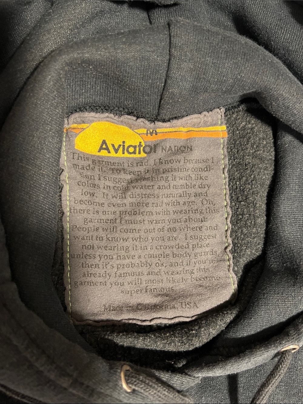 Aviator Nation Black ATX Logo Hooded Sweatshirt: size M - Picture 5 of 5
